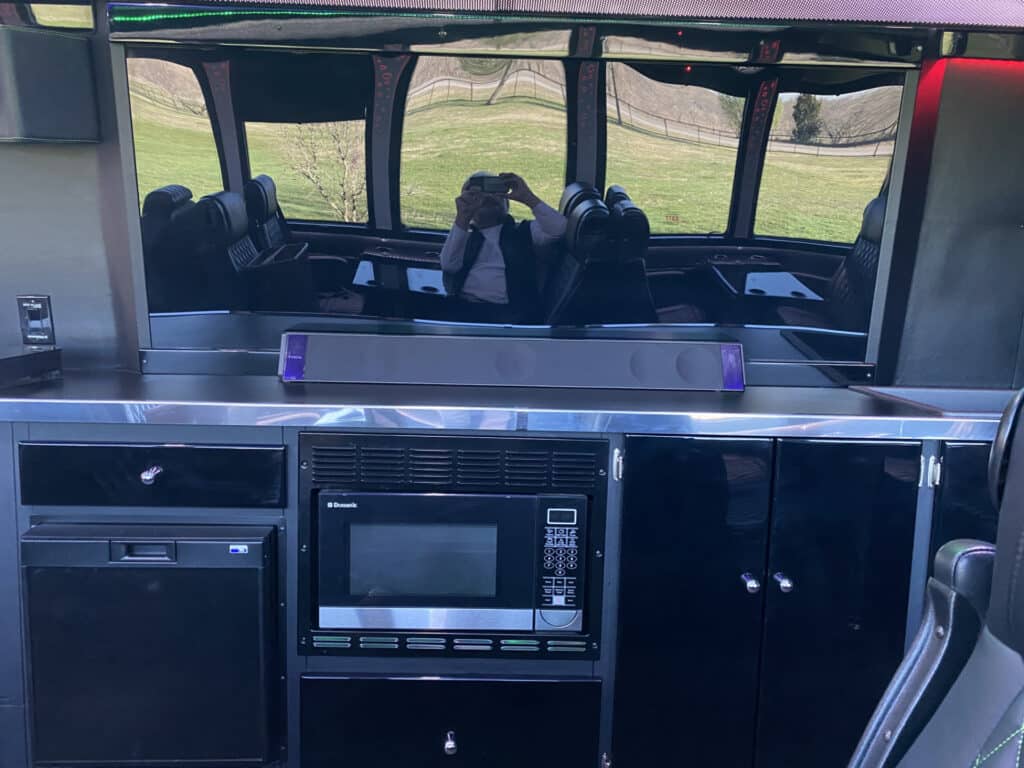 interior of limo party bus for groups